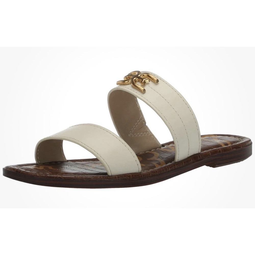 Sam Edelman Women's Gilles Flat Sandal Ivory Leather Size 8.5 Slide - Picture 12 of 13